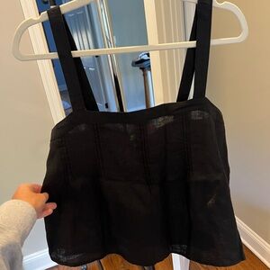 J. Crew Black Linen Sleeveless Blouse Sz small